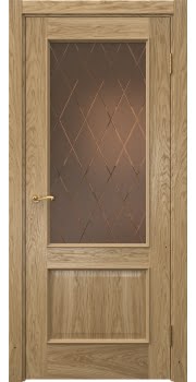 Межкомнатная дверь Actus 1.2L натуральный шпон дуба, матовое бронзовое стекло с гравировкой — 0832