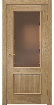 Межкомнатная дверь Actus 1.2L натуральный шпон дуба, матовое бронзовое стекло с фацетом — 0834