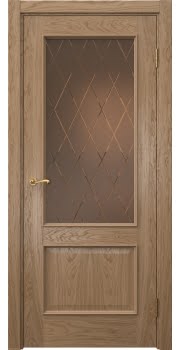 Межкомнатная дверь Actus 1.2L шпон дуб светлый, матовое бронзовое стекло с гравировкой — 837