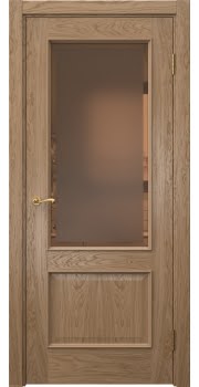 Межкомнатная дверь Actus 1.2L шпон дуб светлый, матовое бронзовое стекло с фацетом — 0839