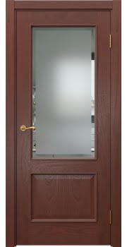 Межкомнатная дверь Actus 1.2L шпон красное дерево, матовое стекло с фацетом — 0848