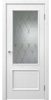 Межкомнатная дверь Actus 1.2L шпон ясень белый, матовое стекло с гравировкой — 856