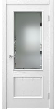 Межкомнатная дверь Actus 1.2L шпон ясень белый, матовое стекло с фацетом — 857
