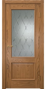 Межкомнатная дверь Actus 1.2L шпон дуб шервуд, матовое стекло с гравировкой — 0841