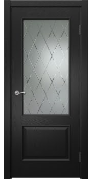 Межкомнатная дверь Actus 1.2L шпон ясень черный, матовое стекло с гравировкой — 0862