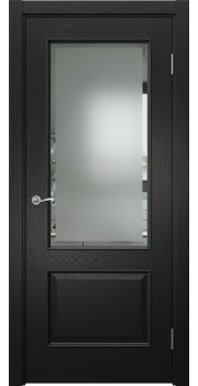 Межкомнатная дверь Actus 1.2L шпон ясень черный, матовое стекло с фацетом — 0863