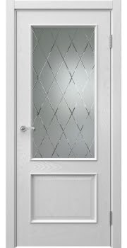 Межкомнатная дверь Actus 1.2L шпон ясень серый, матовое стекло с гравировкой — 0859