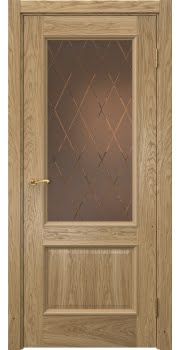 Межкомнатная дверь Actus 1.2P натуральный шпон дуба, матовое бронзовое стекло с гравировкой — 866