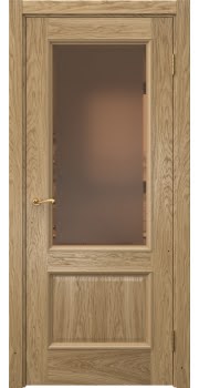 Межкомнатная дверь Actus 1.2P натуральный шпон дуба, матовое бронзовое стекло с фацетом — 868
