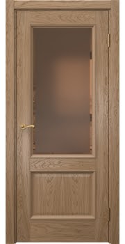 Межкомнатная дверь Actus 1.2P шпон дуб светлый, матовое бронзовое стекло с фацетом — 873