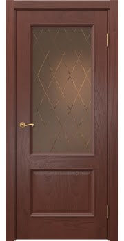 Межкомнатная дверь Actus 1.2P шпон красное дерево, матовое бронзовое стекло с гравировкой — 0881