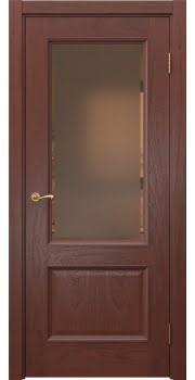 Межкомнатная дверь Actus 1.2P шпон красное дерево, матовое бронзовое стекло с фацетом — 0883