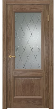 Межкомнатная дверь Actus 1.2P шпон американский орех, матовое стекло с гравировкой — 885