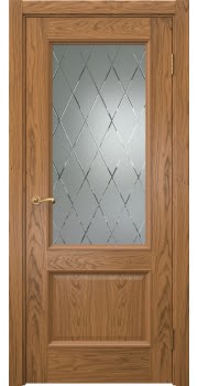 Межкомнатная дверь Actus 1.2P шпон дуб шервуд, матовое стекло с гравировкой — 0875
