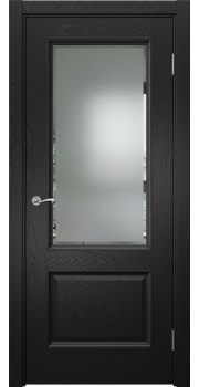 Межкомнатная дверь Actus 1.2P шпон ясень черный, матовое стекло с фацетом — 0897