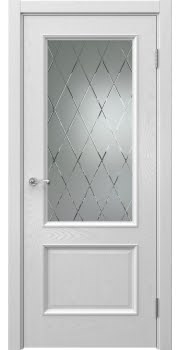 Межкомнатная дверь Actus 1.2P шпон ясень серый, матовое стекло с гравировкой — 0893