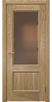 Межкомнатная дверь Actus 1.2PT натуральный шпон дуба, матовое бронзовое стекло с фацетом — 0902