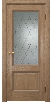Межкомнатная дверь Actus 1.2PT шпон дуб светлый, матовое стекло с гравировкой — 904