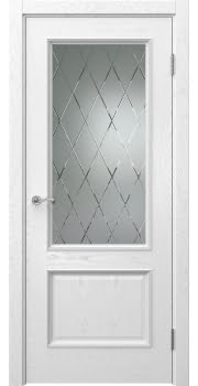 Межкомнатная дверь Actus 1.2PT шпон ясень белый, матовое стекло с гравировкой — 924
