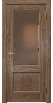 Межкомнатная дверь Actus 1.2PT шпон американский орех, матовое бронзовое стекло с фацетом — 0922