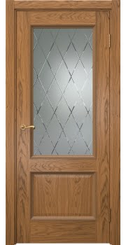 Межкомнатная дверь Actus 1.2PT шпон дуб шервуд, матовое стекло с гравировкой — 0909