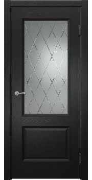 Межкомнатная дверь Actus 1.2PT шпон ясень черный, матовое стекло с гравировкой — 0930