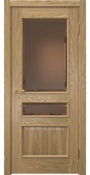 Межкомнатная дверь Actus 1.3L натуральный шпон дуба, матовое бронзовое стекло с фацетом — 0936