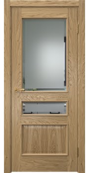 Межкомнатная дверь Actus 1.3L натуральный шпон дуба, матовое стекло с фацетом — 0935