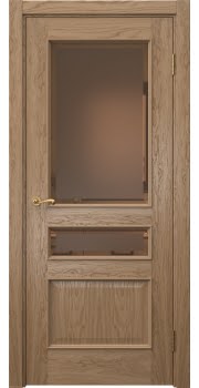 Межкомнатная дверь Actus 1.3L шпон дуб светлый, матовое бронзовое стекло с фацетом — 0941