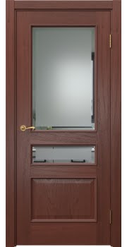 Межкомнатная дверь Actus 1.3L шпон красное дерево, матовое стекло с фацетом — 950