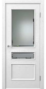 Межкомнатная дверь Actus 1.3L шпон ясень белый, матовое стекло с фацетом — 959