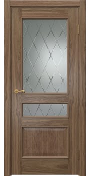 Межкомнатная дверь Actus 1.3L шпон американский орех, матовое стекло с гравировкой — 953