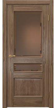 Межкомнатная дверь Actus 1.3L шпон американский орех, матовое бронзовое стекло с фацетом — 0956