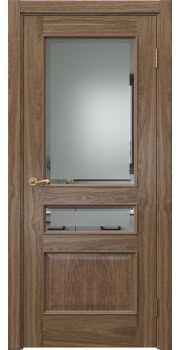 Межкомнатная дверь Actus 1.3L шпон американский орех, матовое стекло с фацетом — 955