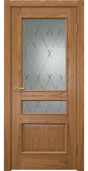 Межкомнатная дверь Actus 1.3L шпон дуб шервуд, матовое стекло с гравировкой — 943