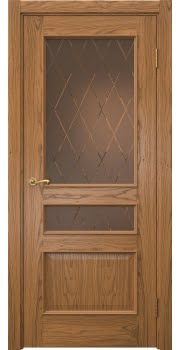 Межкомнатная дверь Actus 1.3L шпон дуб шервуд, матовое бронзовое стекло с гравировкой — 944