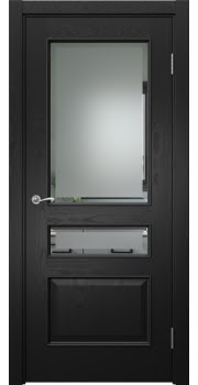 Межкомнатная дверь Actus 1.3L шпон ясень черный, матовое стекло с фацетом — 0965