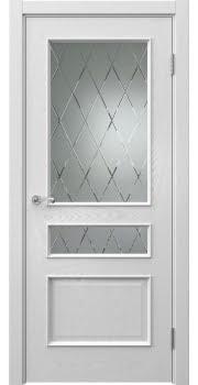 Межкомнатная дверь Actus 1.3L шпон ясень серый, матовое стекло с гравировкой — 961