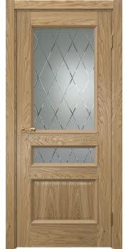 Межкомнатная дверь Actus 1.3P натуральный шпон дуба, матовое стекло с гравировкой — 0967