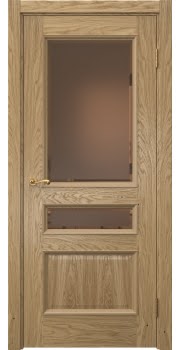 Межкомнатная дверь Actus 1.3P натуральный шпон дуба, матовое бронзовое стекло с фацетом — 0970
