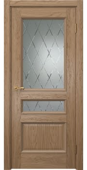 Межкомнатная дверь Actus 1.3P шпон дуб светлый, матовое стекло с гравировкой — 0972
