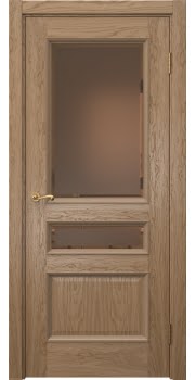 Межкомнатная дверь Actus 1.3P шпон дуб светлый, матовое бронзовое стекло с фацетом — 0975