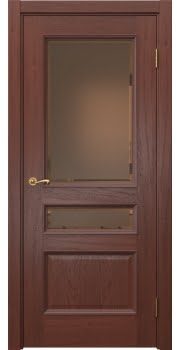 Межкомнатная дверь Actus 1.3P шпон красное дерево, матовое бронзовое стекло с фацетом — 0985