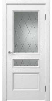 Межкомнатная дверь Actus 1.3P шпон ясень белый, матовое стекло с гравировкой — 992