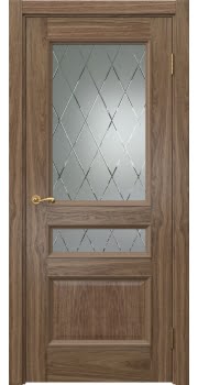 Межкомнатная дверь Actus 1.3P шпон американский орех, матовое стекло с гравировкой — 0987