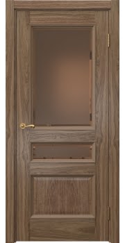 Багетная дверь, Actus 1.3P (шпон американский орех, со стеклом)