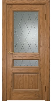 Межкомнатная дверь Actus 1.3P шпон дуб шервуд, матовое стекло с гравировкой — 0977