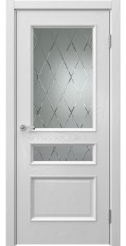 Межкомнатная дверь Actus 1.3P шпон ясень серый, матовое стекло с гравировкой — 0995