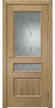Межкомнатная дверь Actus 1.3PT натуральный шпон дуба, матовое стекло с гравировкой — 1001