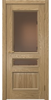Межкомнатная дверь Actus 1.3PT натуральный шпон дуба, матовое бронзовое стекло с фацетом — 1004